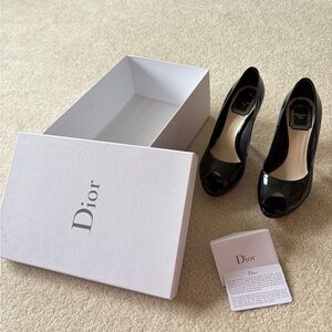 Authentic Christian Dior black high heel shoes size 36.5 in mint condition